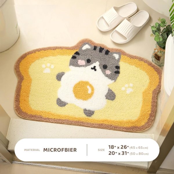 Söt badrumsmatta för katt, extra mjuk och absorberande, maskintvättbar