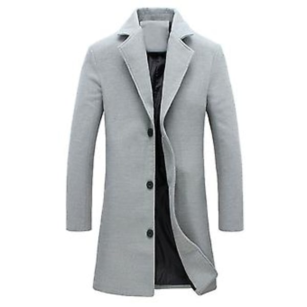 Fianao Herrkappa Enknäppt Bekväm Polyester Spandex Långärmad Herrjacka för Kontor (L Ljusgrå)