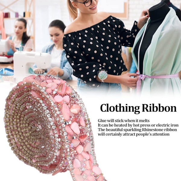 Rhinestones Ribbon, 2,2 meter/2M længde DIY Crystal Rhinestone Sticker S