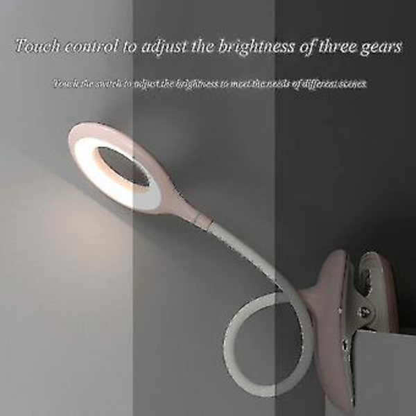 Led Klips-på Læselampe Dæmpbar Øjenbeskyttelse Bordlampe A (Pink)