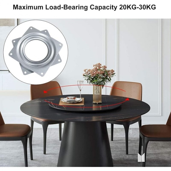 1 stk. firkantet Lazy Susan drejeplade 360 graders rotation Turnta