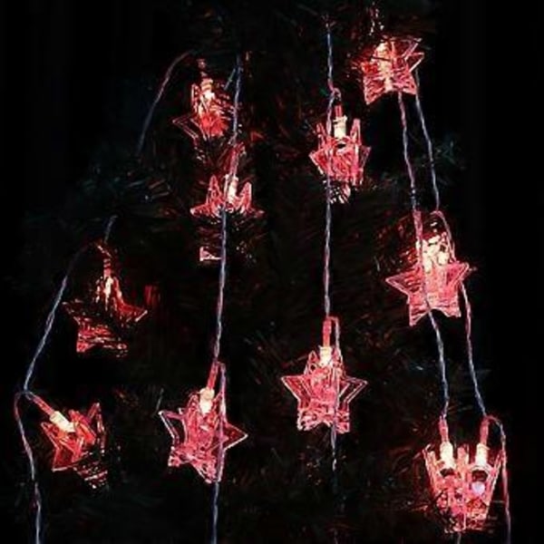 10 LED Stjärnklämma Ljusslinga Dekorativ Lampa för Sovrum Bröllopsceremoni Fest (Röd)
