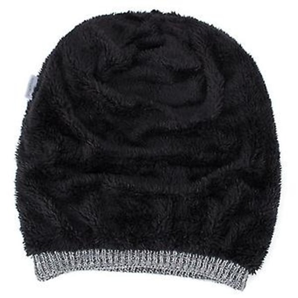 Unisex Vinter Slouch Beanie Hatt Stickad Ull Sport Casual Snökepsar Huvudbonader (Mörkblå)