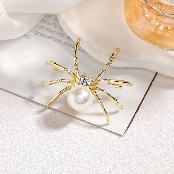 Viktorian tyylinen helmiäisrunko ja Micro Pave Spider Brossi Pinssi Hopeasävy Gootti Asusteet Pinssi Repuille