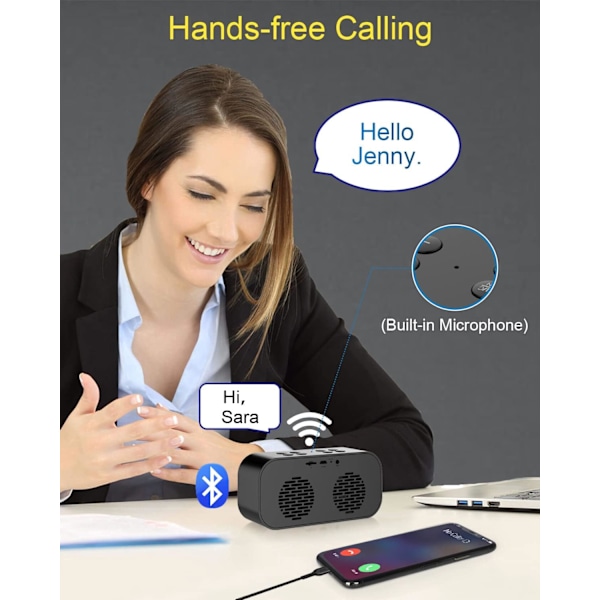 Väckarklocka för sovrum/kontor, digital klocka med Bluetooth-högtalare, liten väckarklocka för tunga sovare, vuxna, tonåringar, barn.