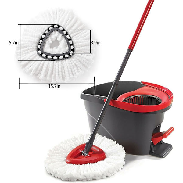 2-pakning med utskiftbare moppehoder i mikrofiber, kompatibel med mopp