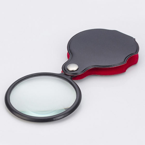 5-pack Mini-förstoringsglas, fickförstoringsglas, hopfällbar 8x förstoring, läderfodral med vridbart fodral, 5 cm