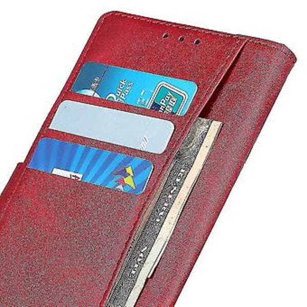 Sony Xperia 10 V Nahkajäljitelmä Puhelinkotelo Lompakko Jalustalla Pu Nahkainen Puhelinkuori (Punainen)