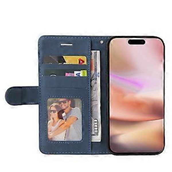 KT Läderserie-1 Fodral till iPhone 16 Plus Flip Folio Skyddande Telefonfodral Tvåfärgad Splitsning (Stil B)