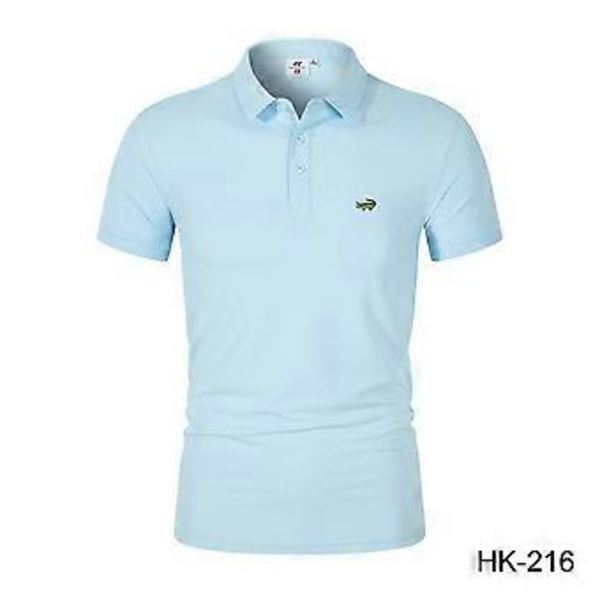 Miesten uusi kosteutta siirtävä ja nopeasti kuivuva yksivärinen pikeepaita brodeeratulla poolopaidalla ja poolokauluksella (2XL taivaansininen)