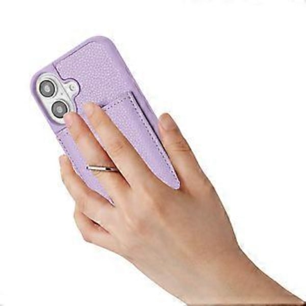iPhone 16 Plus -kotelo, korttipaikat, nahkainen takakansi ja rengaspidike (tyyli B)