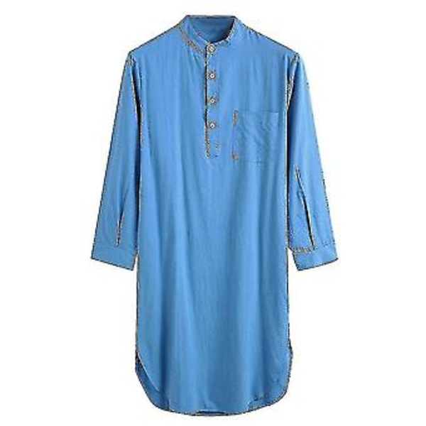 Søvnkjole i bomull for menn -r (XL Blå)