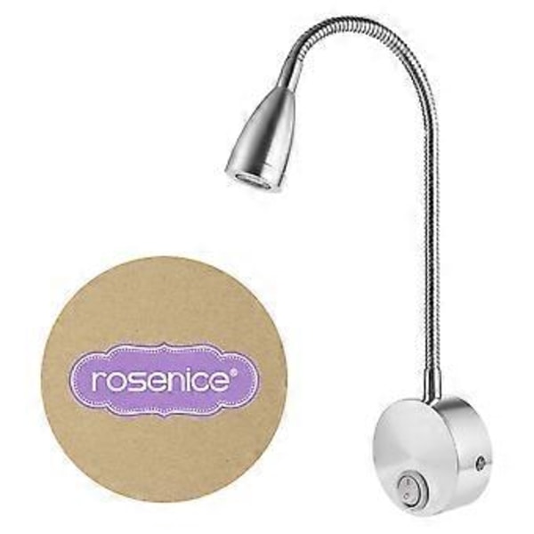 ROSENICE 1 stk. AC 85-265V 3W 360-graders Fleksibel Arm LED Væglampe LED Læselampe Sengelampe med Kontakt (Varm Hvid)