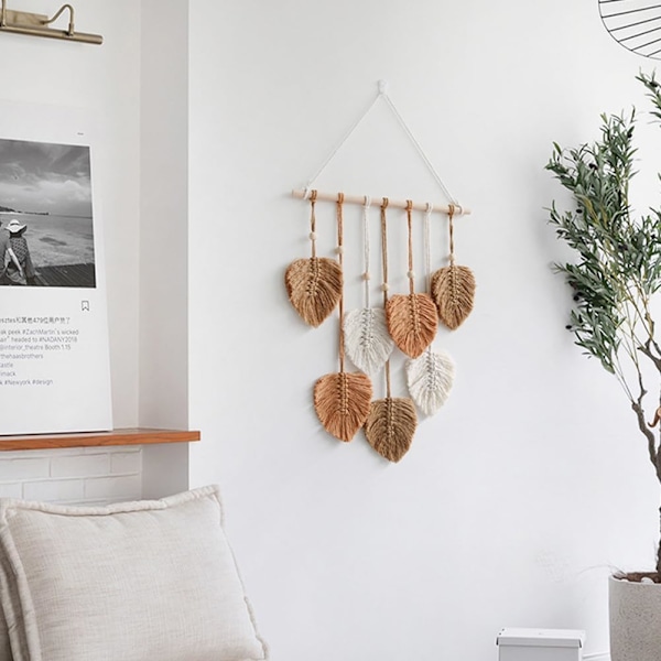 1 st Macrame väggbonad med vävd bohemisk löv