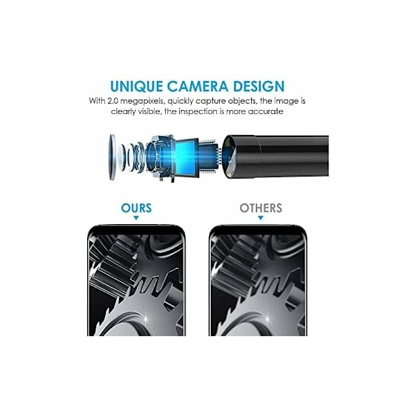 USB-käärmeen tarkastuskamera, 2,0 MP IP67 vedenpitävä USB C -endoskooppi