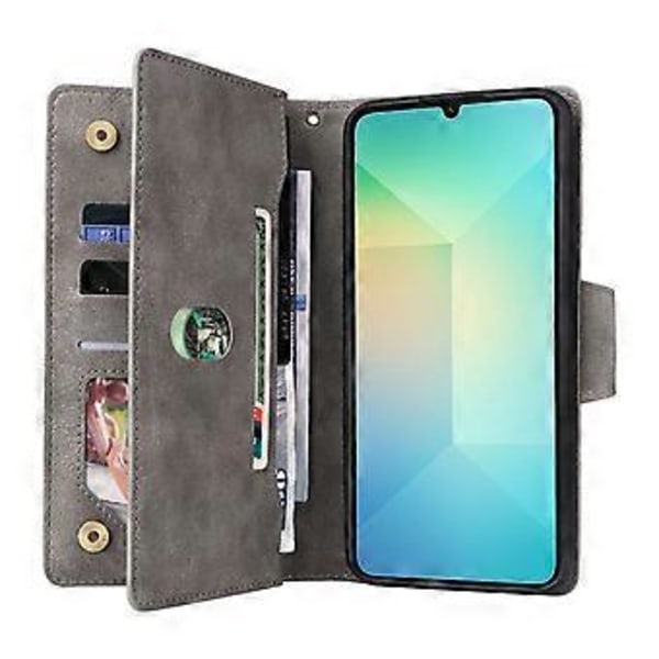 Samsung Galaxy A06 -kotelo vetoketjullinen lompakko nahkainen jalusta puhelinkotelo niittikoriste (tyyli A)