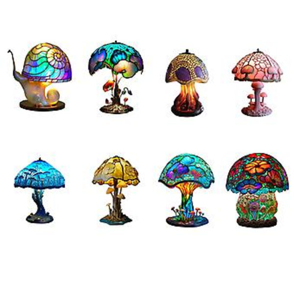 Nattlys Bordlamper Farget Glass Plant Series Mushroom Snail Octopus( )