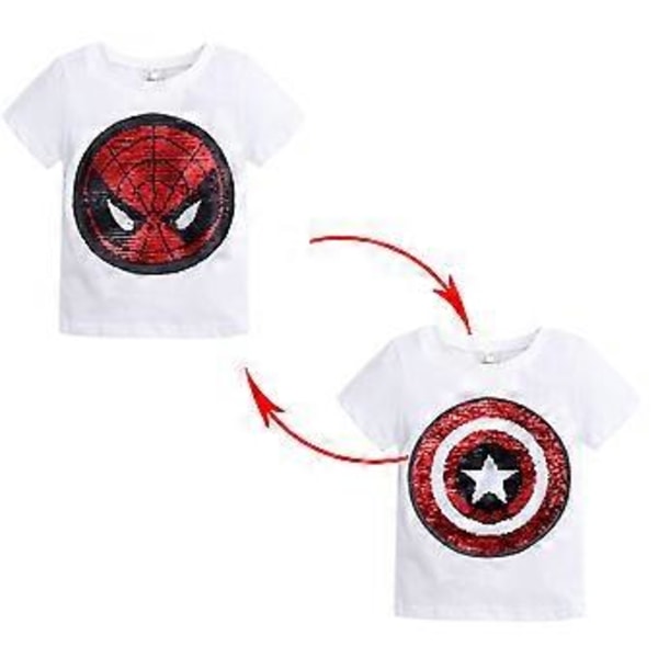 1-5-vuotiaille lapsille Spiderman T-paidat, kääntyvä kuvio (2-3 vuotta, valkoinen)