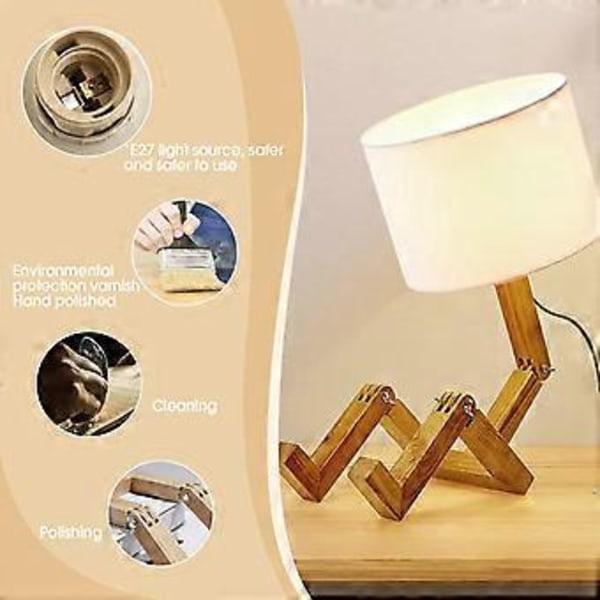 Unik bordlampe, cool træ kreativ svingarmsdesign, elegant skrivebordslampe til soveværelseslæsning, nyhedsbordlampe med justerbare samlinger til stuen