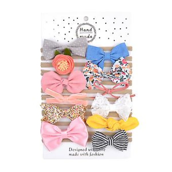 12 stk Hårtilbehør Søte Sløyfebånd Komfortable Vakre Hårbånd Til Bursdag Baby Shower Babygave Jul Og Hverdag Type 1  Stil HH