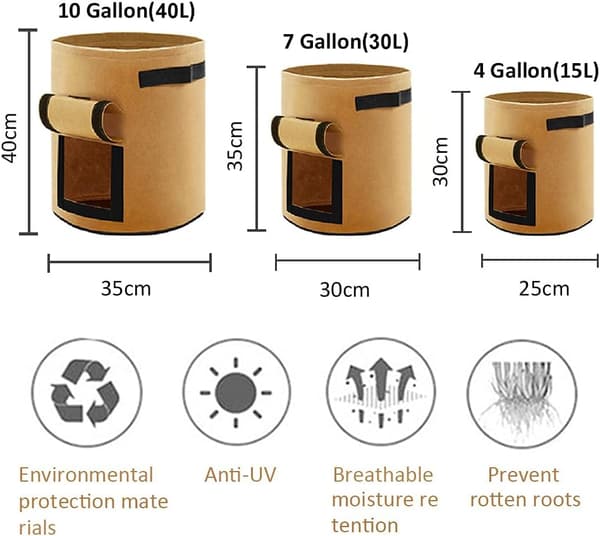(Stor Φ35*40cm【10 Gallon】Kamelbrun) 1 pack non-woven planter b