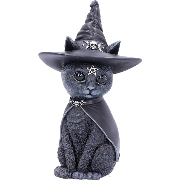 Purrah Occult Cat Figurine Häxhatt Svart 11cm