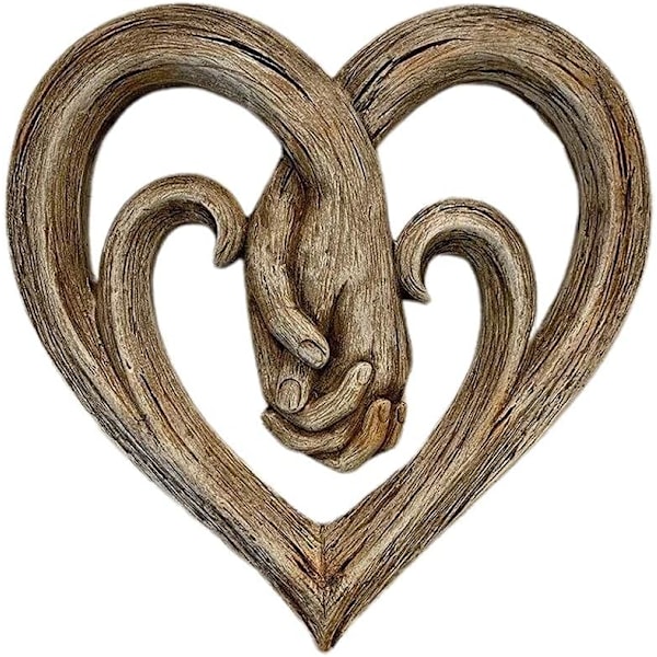 Heart Shape Wood Wall Decor Heart Shake Hands Decoration Wooden Crafts