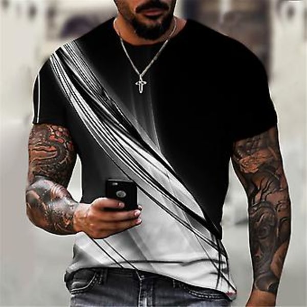 Miesten Painettu Lyhythihainen T-paita Pyöreäkaulainen Slim Fit Kesä Casual Loma Tee Topit (L C)