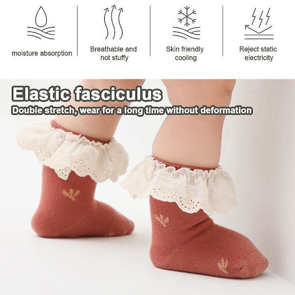 Baby Girl Lace Socks Ruffle Socks 2 Pairs Princess Dress Socks XS