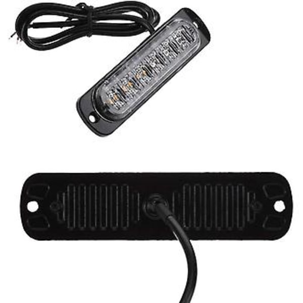 4 stk. 18W 6 LED Slim Amber Gul Strobe Flash Blink Bar Bil Lastbil Nødsignal Parklys Lampe 12-24V