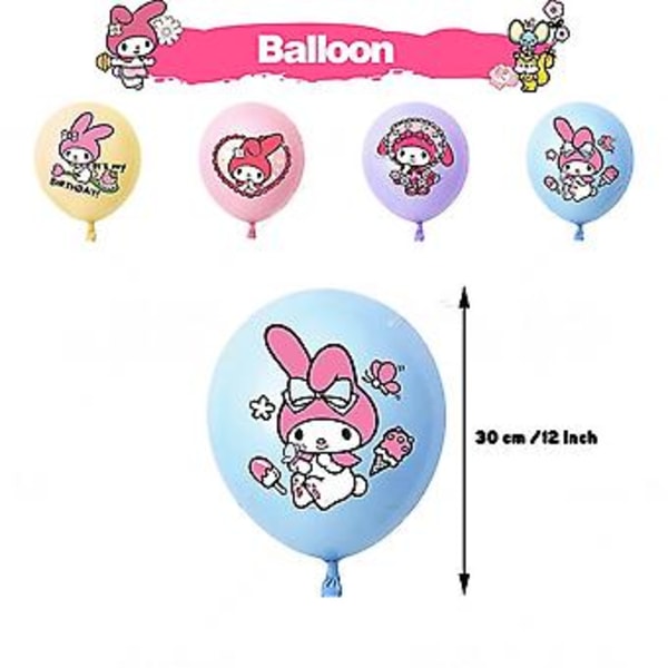My Melody -piirrettyjen lasten tyttöjen syntymäpäiväjuhlatarvikkeet, joissa on mukana Onnea syntymäpäiväksi -bannerit, ilmapallot, kakku/kupkakakku-koristeet ( )