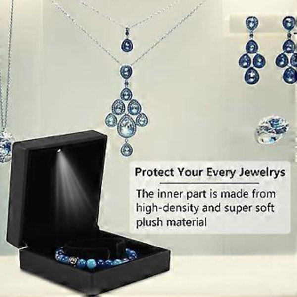 LED Ljusringbox, Fashionabel LED-belyst Ringförvaring Smyckeskrin Present (Armbandsbox Storlek)
