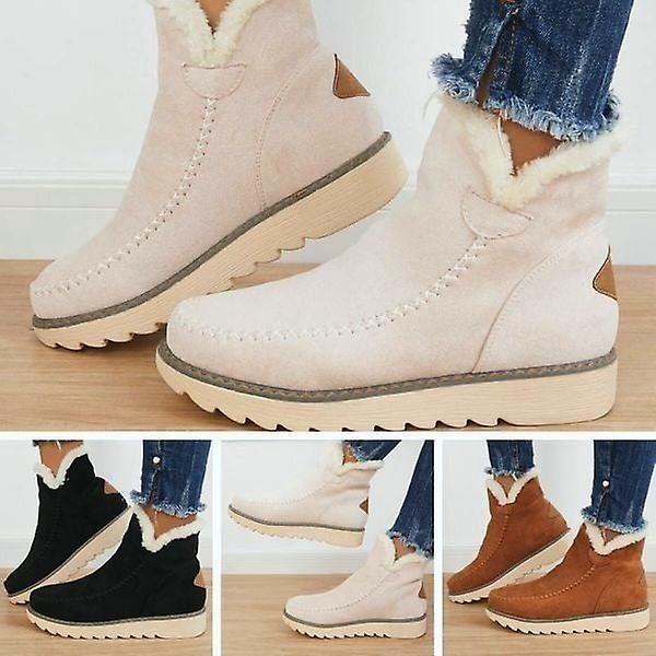 Classic Non-slip Ankle Snow Booties Warm Fur Lining Boots White White 36