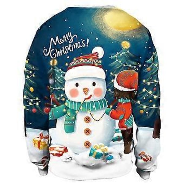 Jultryckta Partröjor för Kvinnor och Män Långärmad Pullover Jumper Julparty Nyhet Toppar Semesterpresent (L E)