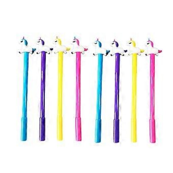 8 stk Kreative Gelpen Unicorn Form Gel Sort Blækpenne Signaturpen Cartoon Gelpen Til Skole Kontorartikler