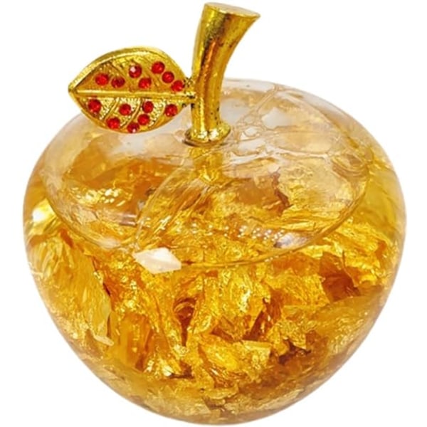 1 st äpplefigur av kristallglas med 24K guld pappersviktsfyll