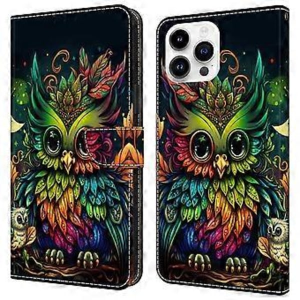 Til iPhone 16 Pro Cover Mønsterprintet Beskyttelsescover TPU+PU Læder Flip Telefon Cover (Style L)