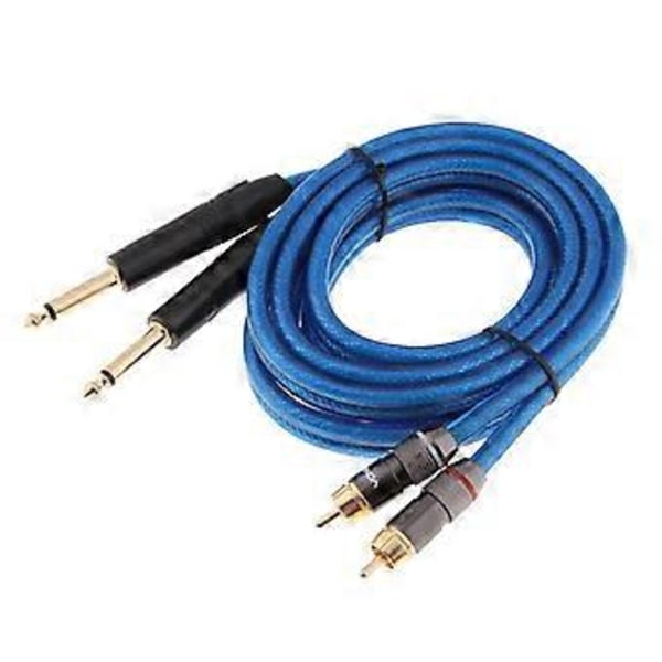 Mixer Forstærker Stereo Lydkabel (0,5 meter) - Dobbelt 6,35 mm til Dobbelt RCA Stik OFC (2 meter)