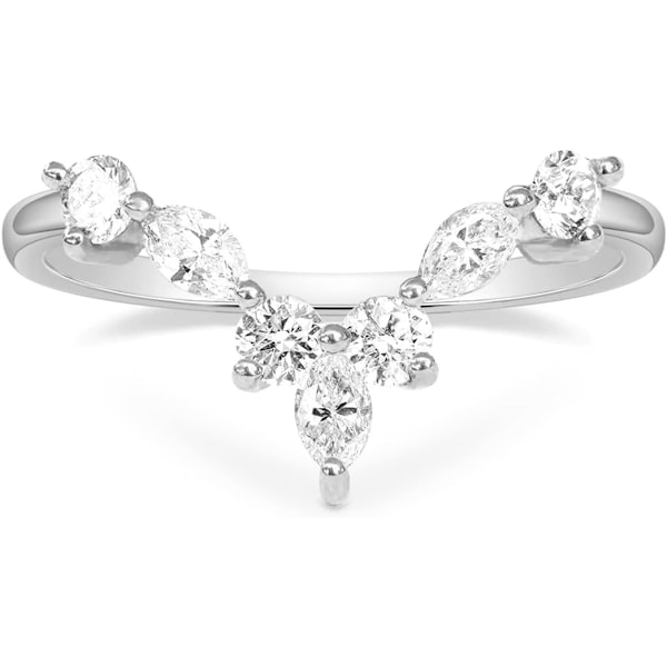 Bryllupsringe til kvinder Marquise & Rundformede Stablebare Cubic Zirconia   V-formede buede forlovelsesringe