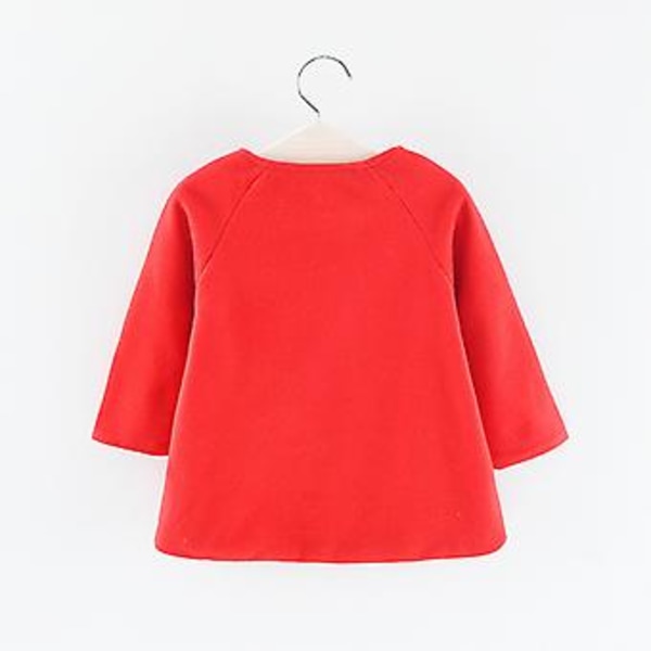 Kragefri Trenchcoat Poncho Kappa med Knappar Ytterkläder för Flickor 1-5 År (12-18 Månader Röd)