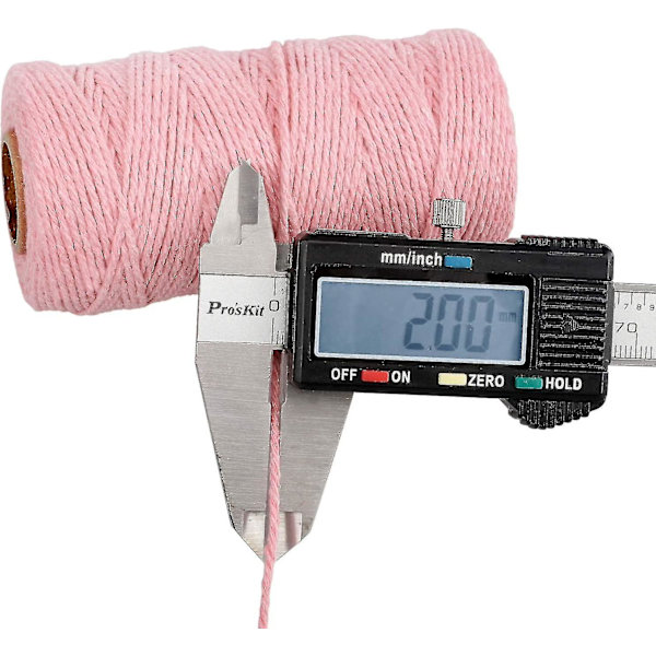 3mm Makrame Snor Kompatibel Håndværk 100m Beige Bomuld Makrame Håndværk Snor Reb Kompatibel Vægophæng Planteophæng Strikning.2MMx100M.Pink