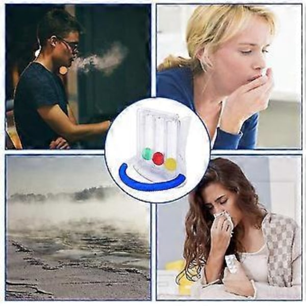 Puste trener for pusteøvelser - Lunge trener 3 kammer pusteøvelse enhet | Terapi for respiratoriske problemer i lungene og bronkiene