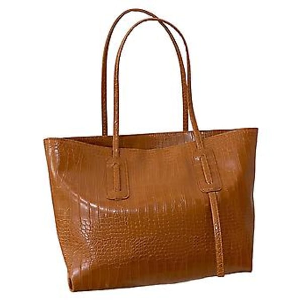 Personlig Tote Bag i Solid Färg, Topphandtag, Bärbar, Stor Kapacitet, Axelväska för Dagligt Bruk (Brun)