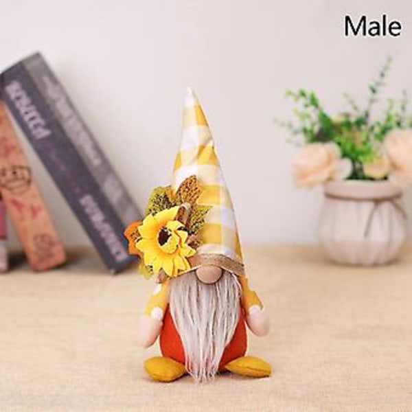 Solsikke Dukke Dekoration Ansigtsløs Gnome Elf Plys Dukke Ornament Thanksgiving Dekoration (Mand)