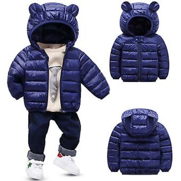 Barn Hoodie Dunjacka för Pojkar och Flickor, Toddler Vinter Zippade Vadderade Jackor Ytterkläder (3-4 År)