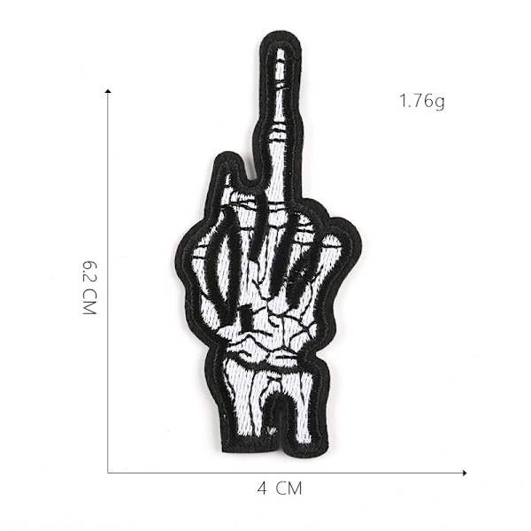 5PCS Skull Midterste Finger Skelet Spøgelse Broderet Patch Strygejern på Sy