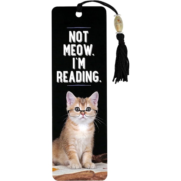 Not Meow, I'm Reading Beaded Bookmark, Cardstock