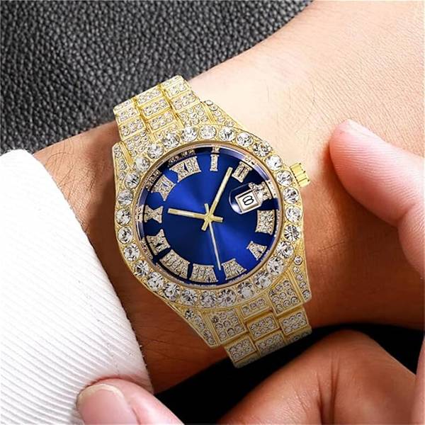 Herrar Diamant Klocka Mode Kristall Vatten Diamant Brittisk Analog
