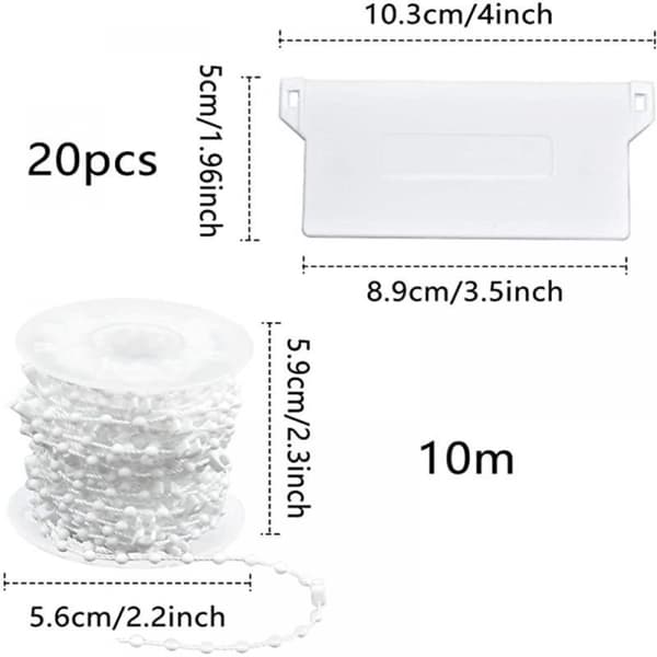 Lodd til vertikale persienner, 20 stk, 89 mm (3,5) x 10 m B