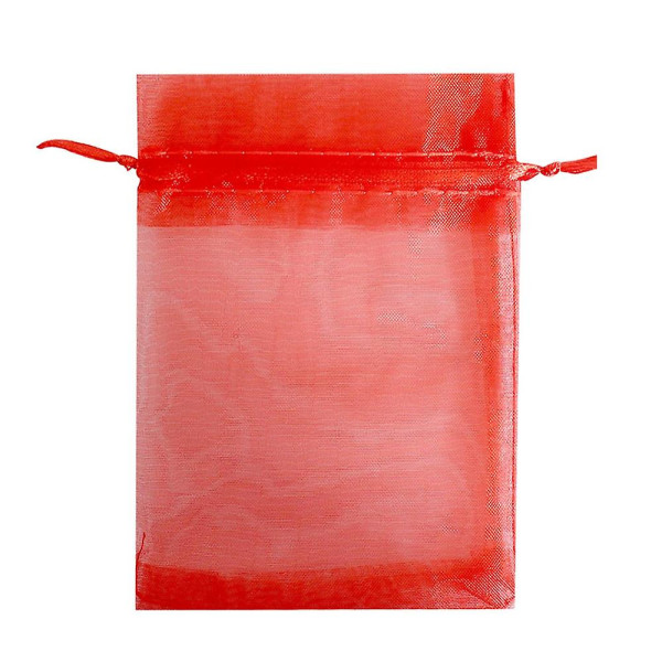 100 st Penetrating Light Fruktskyddspåsar Organza Frukt Nätbarriärpåsar, mesh Med Dragsko.17*23CM.Röd